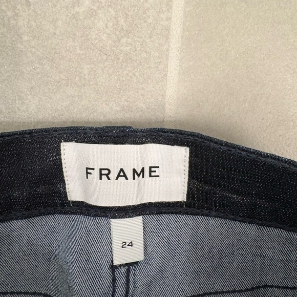 FRAME Le High Straight Indigo Lizard Coated Jeans Size 24 - Picture 5 of 10